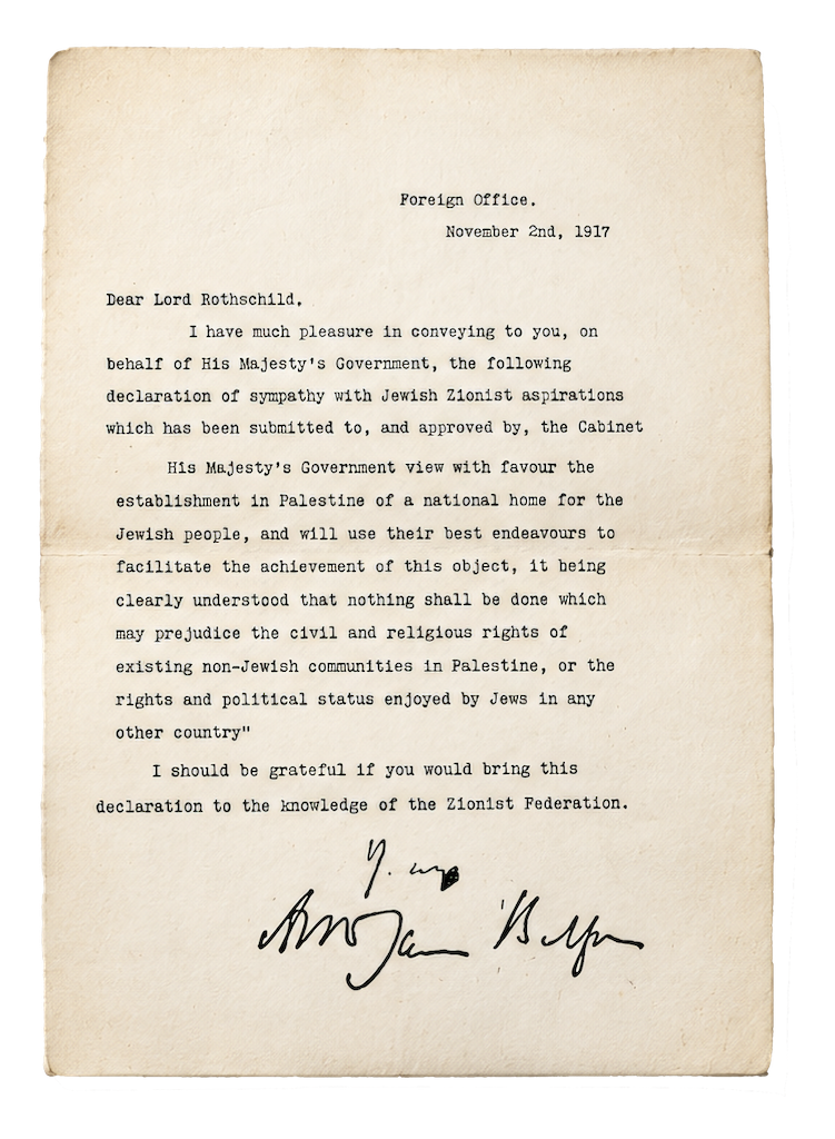 Balfour-Deklaration vom 2. November 1917